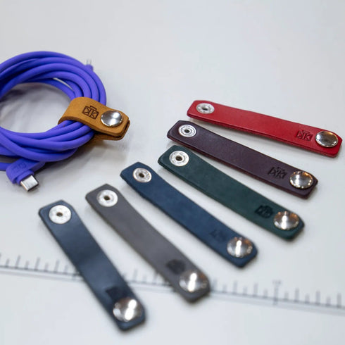 Leather Cord Clips, Set of 3 Genuine Leather Cord Clips for Organizing Cords | Random Colors | Set of 3